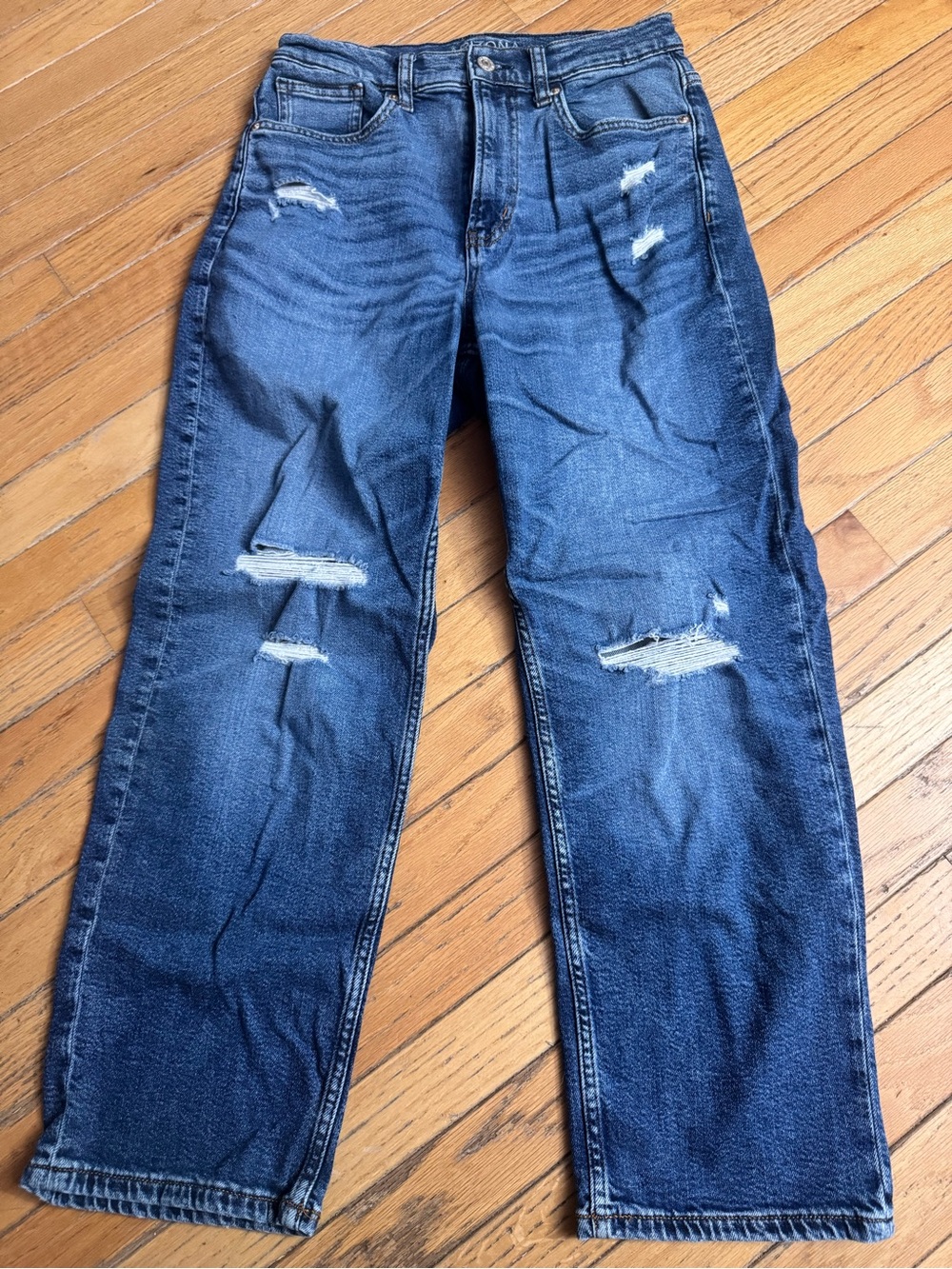 Arizona Jean Company Women's Distressed Blue Boyfriend Jeans